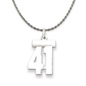 Sterling Silver Athletic Lg Polished Number 41 Necklace - 18 Inch
